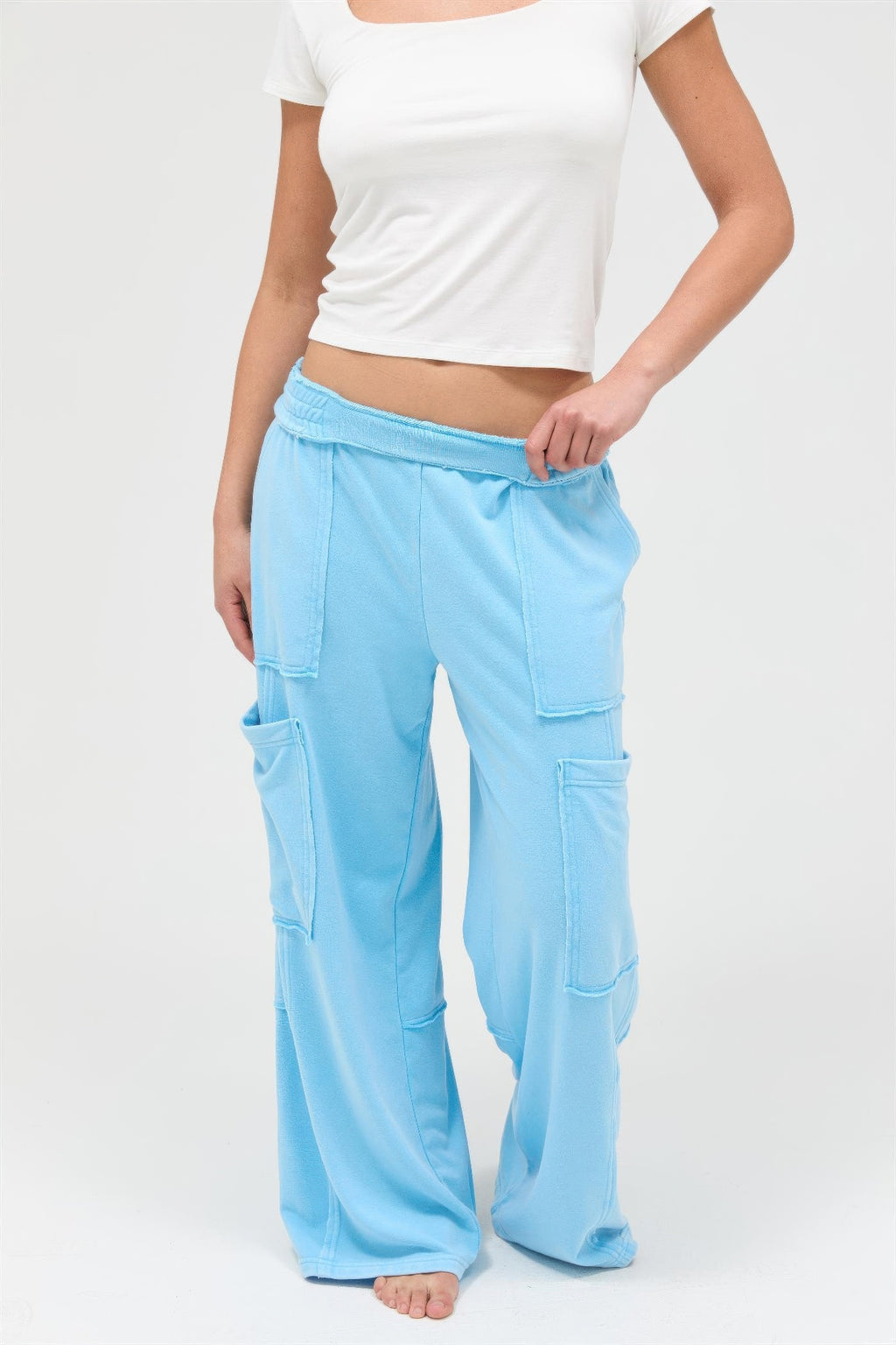 Mineral Wash Cargo Wide-Leg Pants -