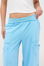 Mineral Wash Cargo Wide-Leg Pants -