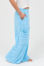 Mineral Wash Cargo Wide-Leg Pants -