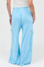 Mineral Wash Cargo Wide-Leg Pants -