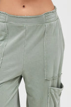 Mineral Wash Cargo Wide-Leg Pants -