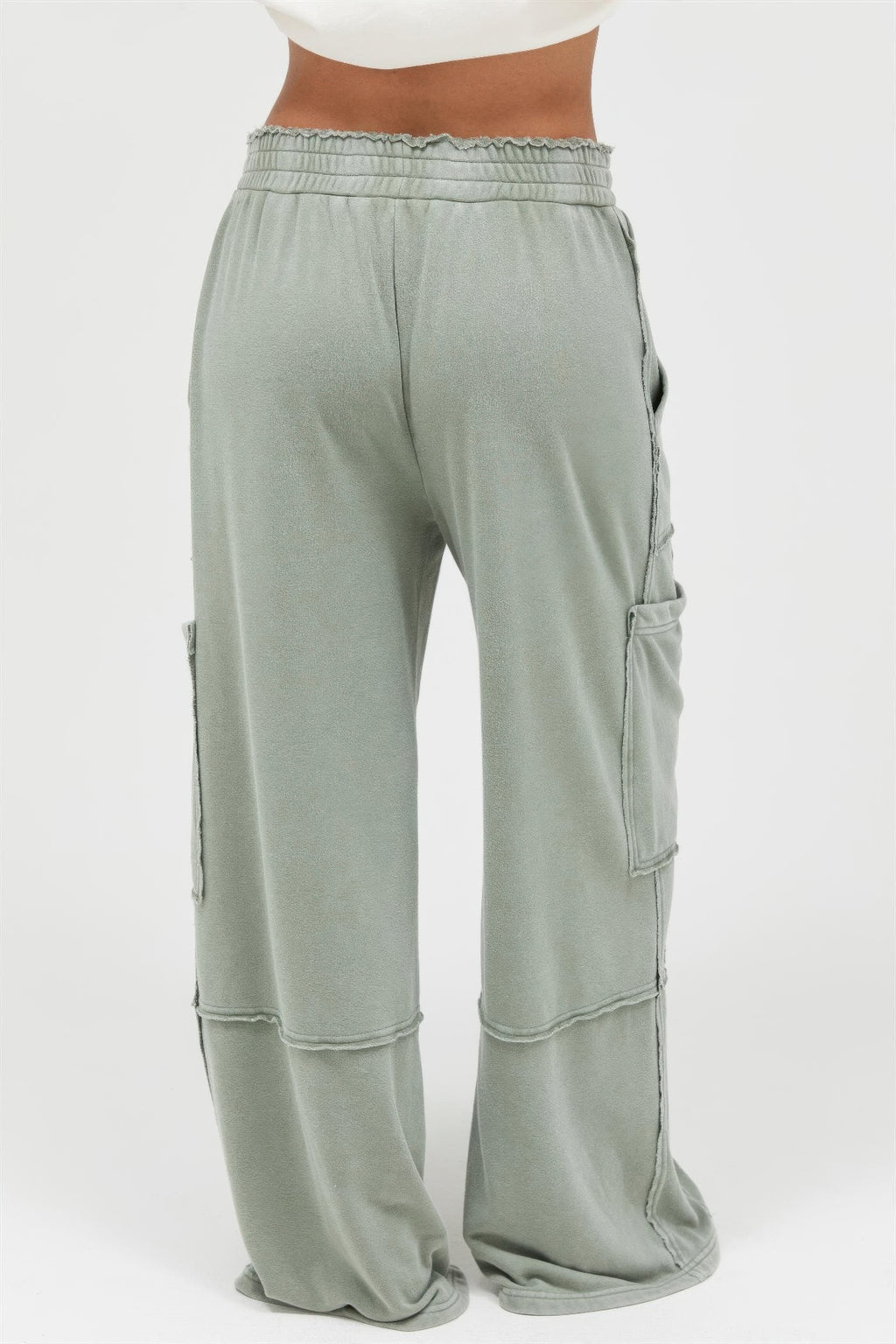 Mineral Wash Cargo Wide-Leg Pants -
