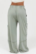 Mineral Wash Cargo Wide-Leg Pants -