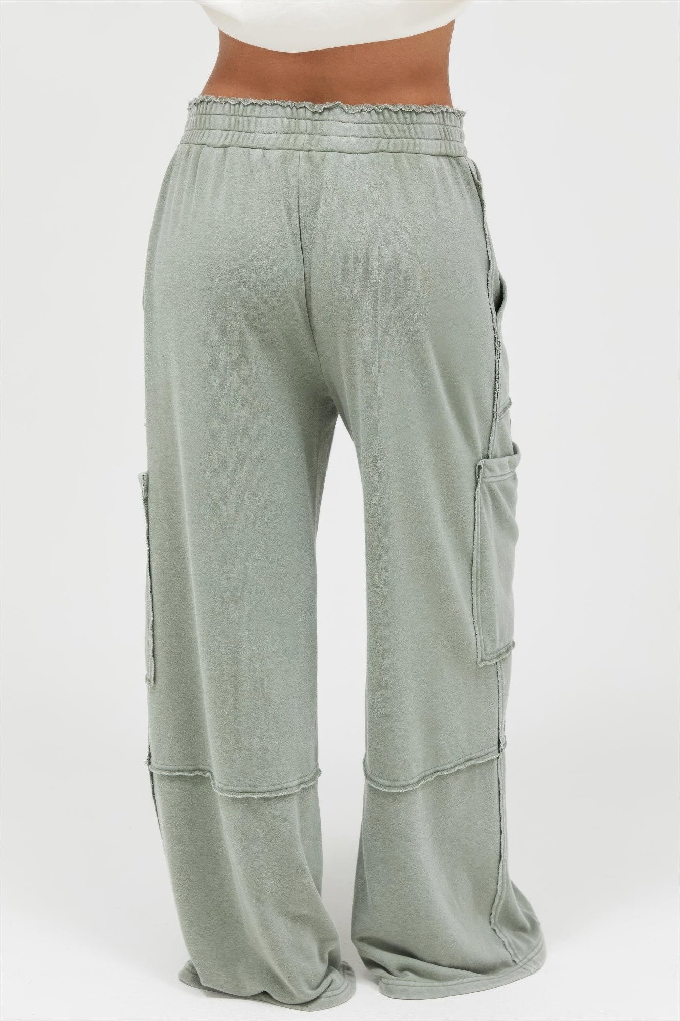Mineral Wash Cargo Wide-Leg Pants -