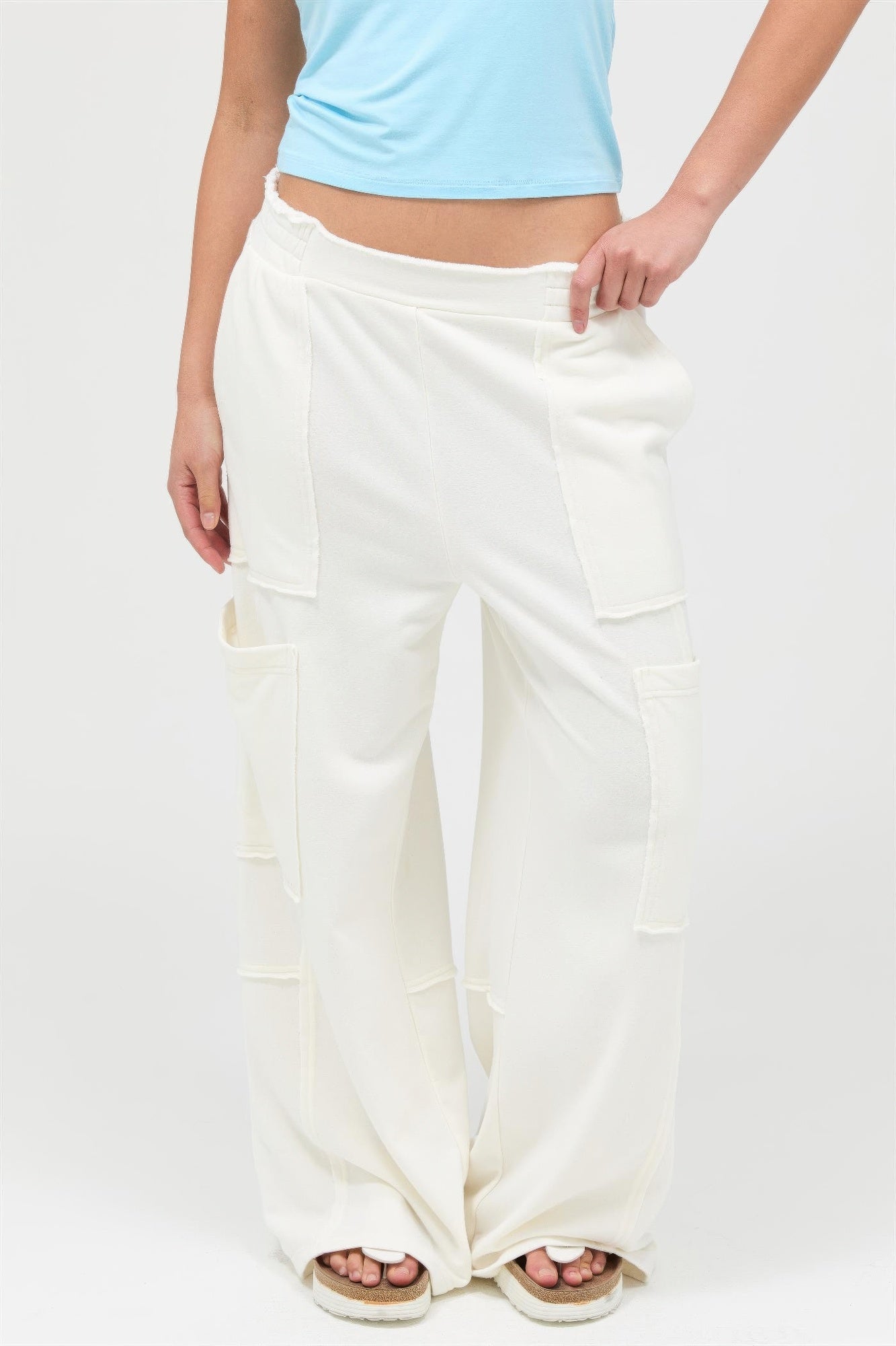 Mineral Wash Cargo Wide-Leg Pants -