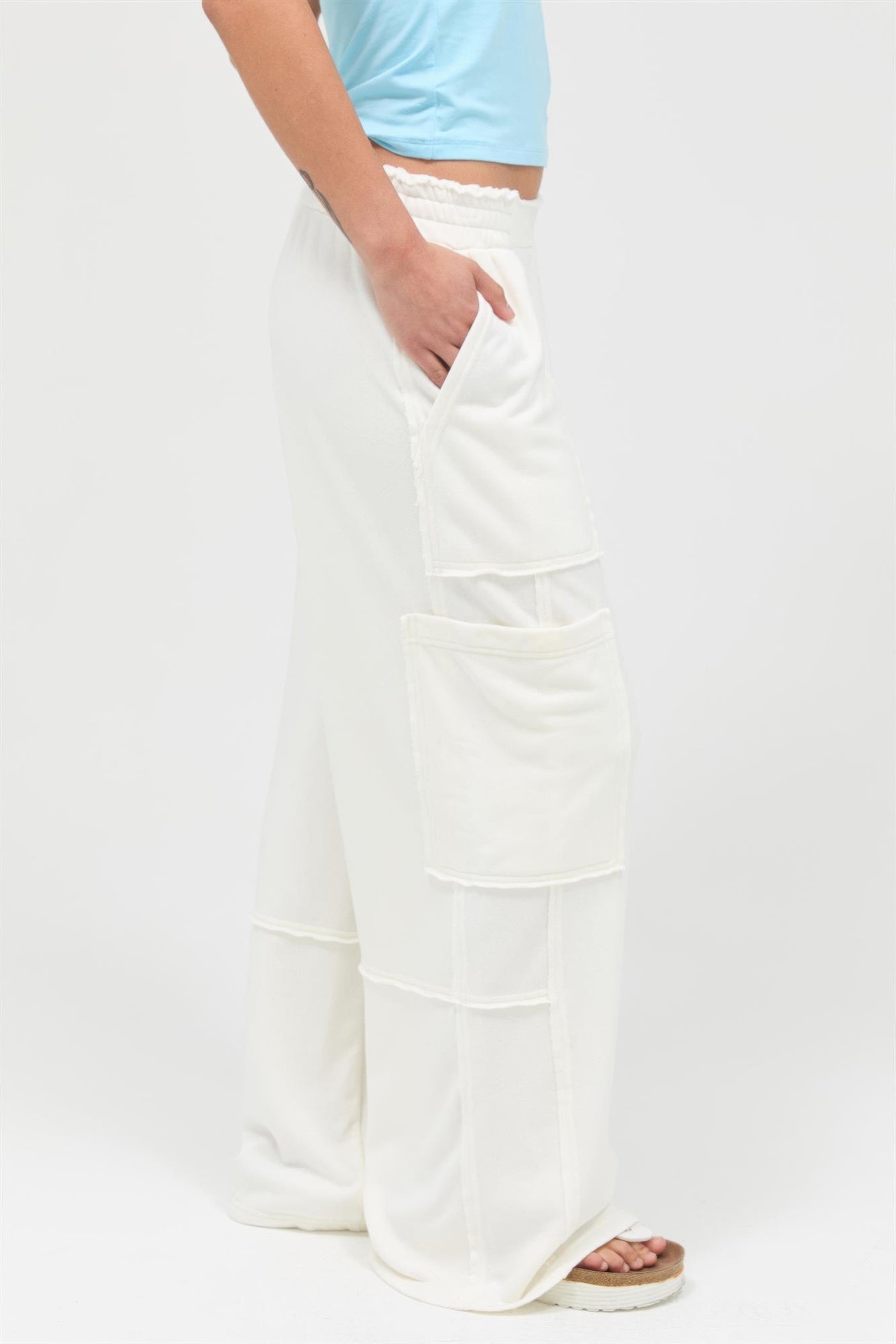 Mineral Wash Cargo Wide-Leg Pants -