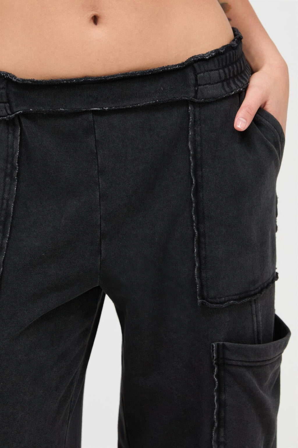 Mineral Wash Cargo Wide-Leg Pants -