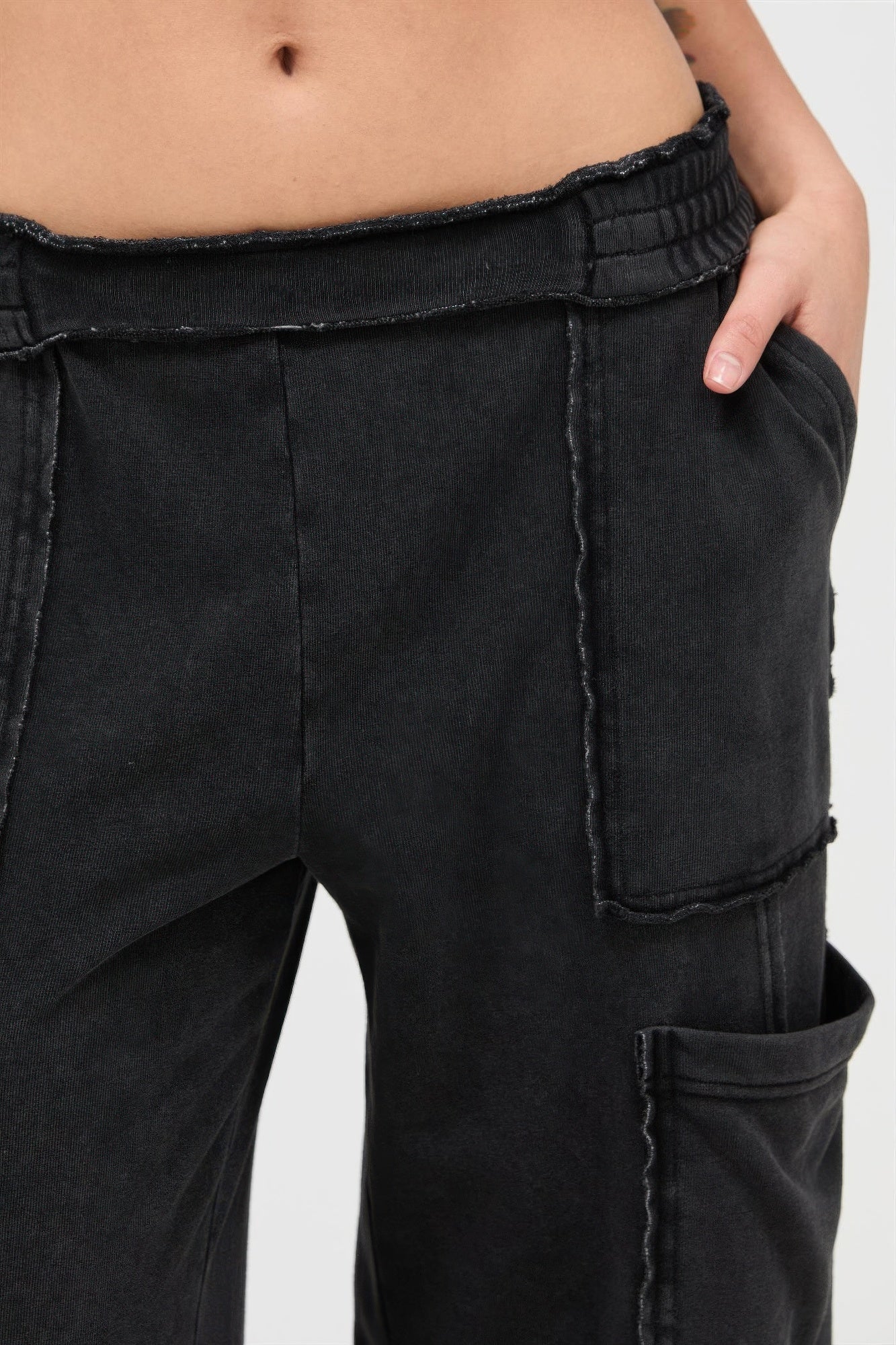 Mineral Wash Cargo Wide-Leg Pants -
