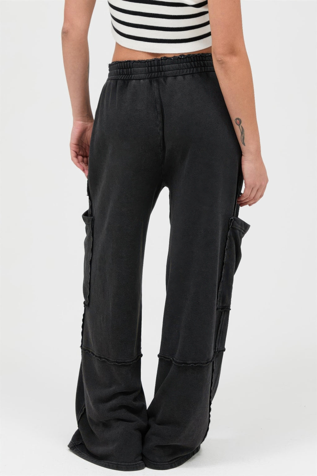 Mineral Wash Cargo Wide-Leg Pants -