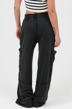 Mineral Wash Cargo Wide-Leg Pants -