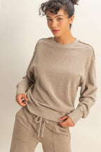 Burnout Raw Edge Sweatshirt - Mocha