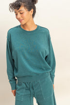 Burnout Raw Edge Sweatshirt - Dark teal