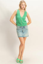 Button Front Knit Tank -