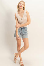 Button Front Knit Tank -