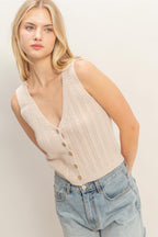 Button Front Knit Tank -