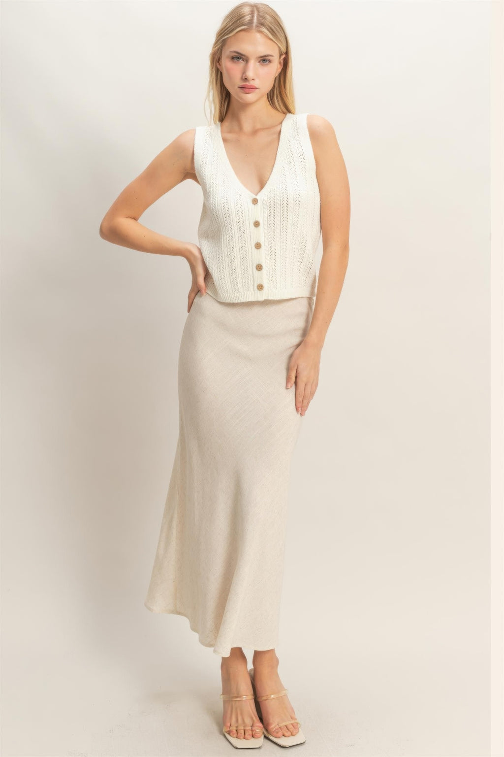 Button Front Knit Tank -