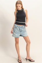Contrast Trim Knit Tank -