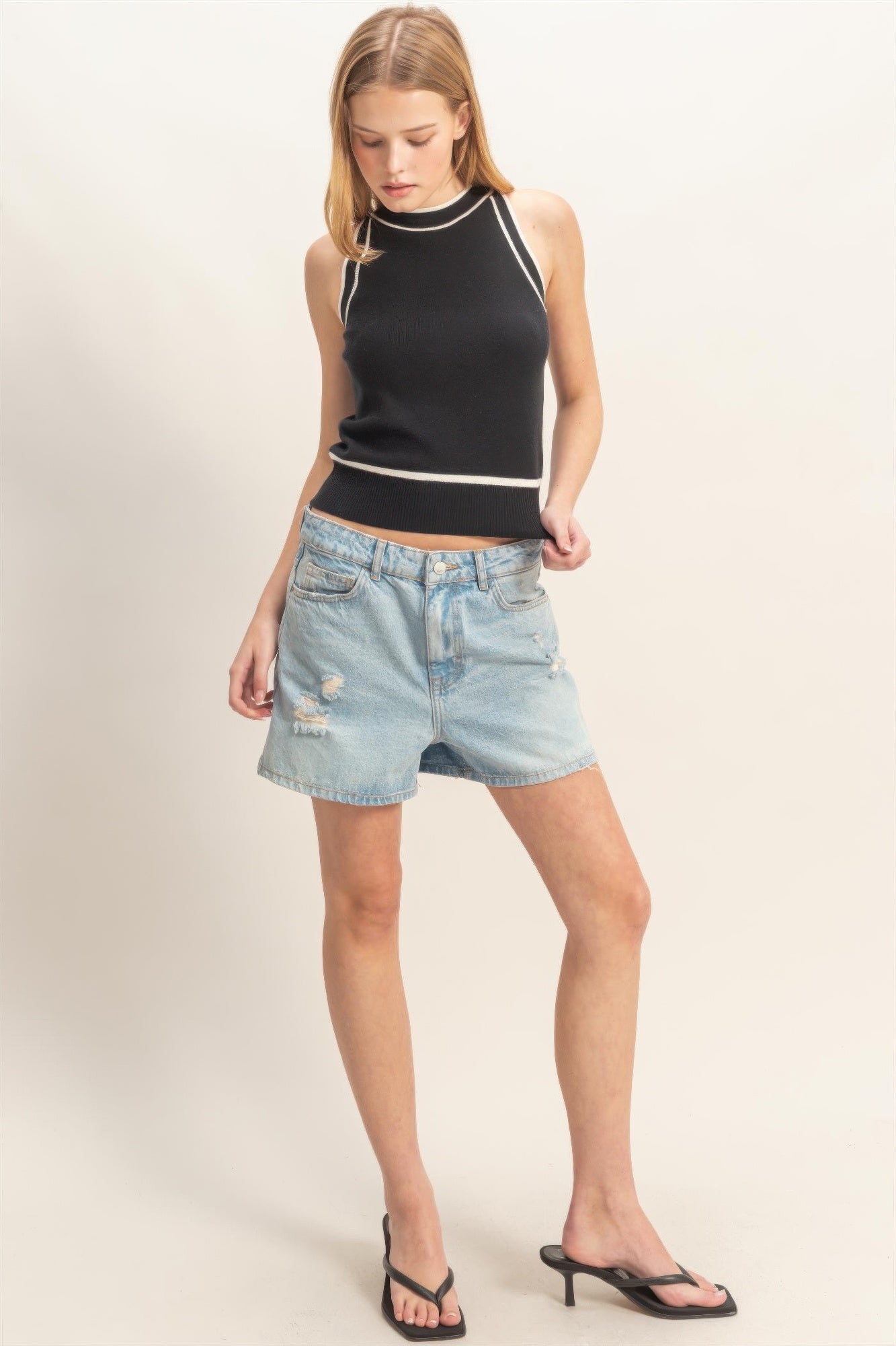 Contrast Trim Knit Tank -