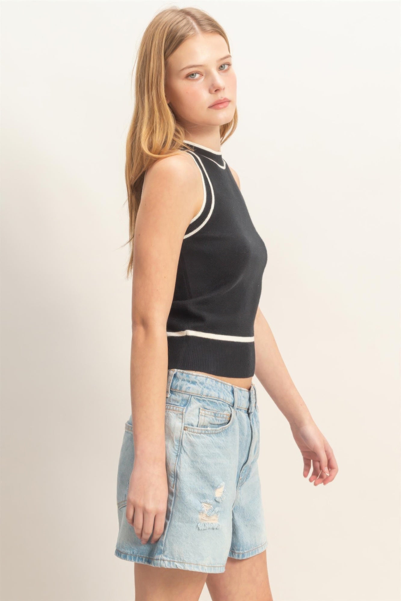 Contrast Trim Knit Tank -