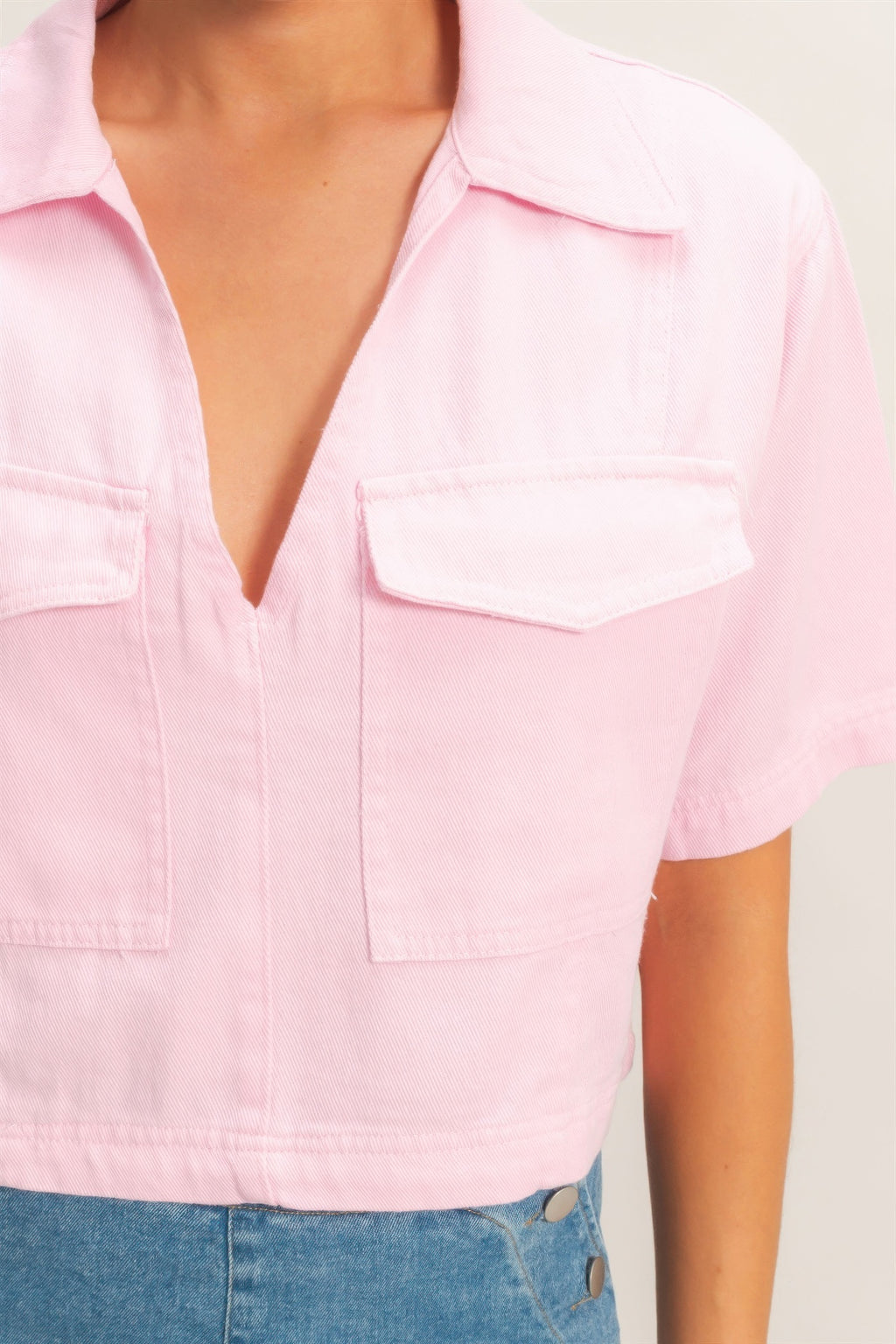 Collared Utility Pocket Blouse -