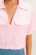 Collared Utility Pocket Blouse -