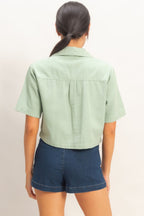 Collared Utility Pocket Blouse -