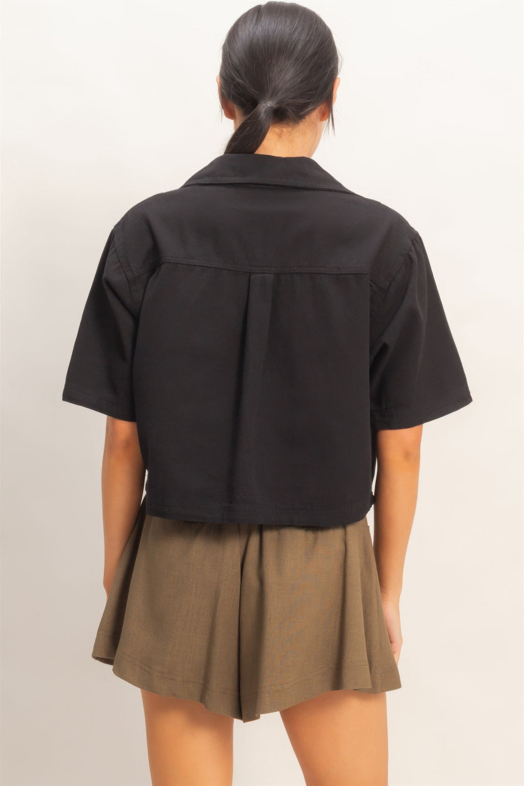 Collared Utility Pocket Blouse -