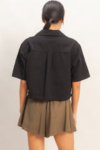 Collared Utility Pocket Blouse -