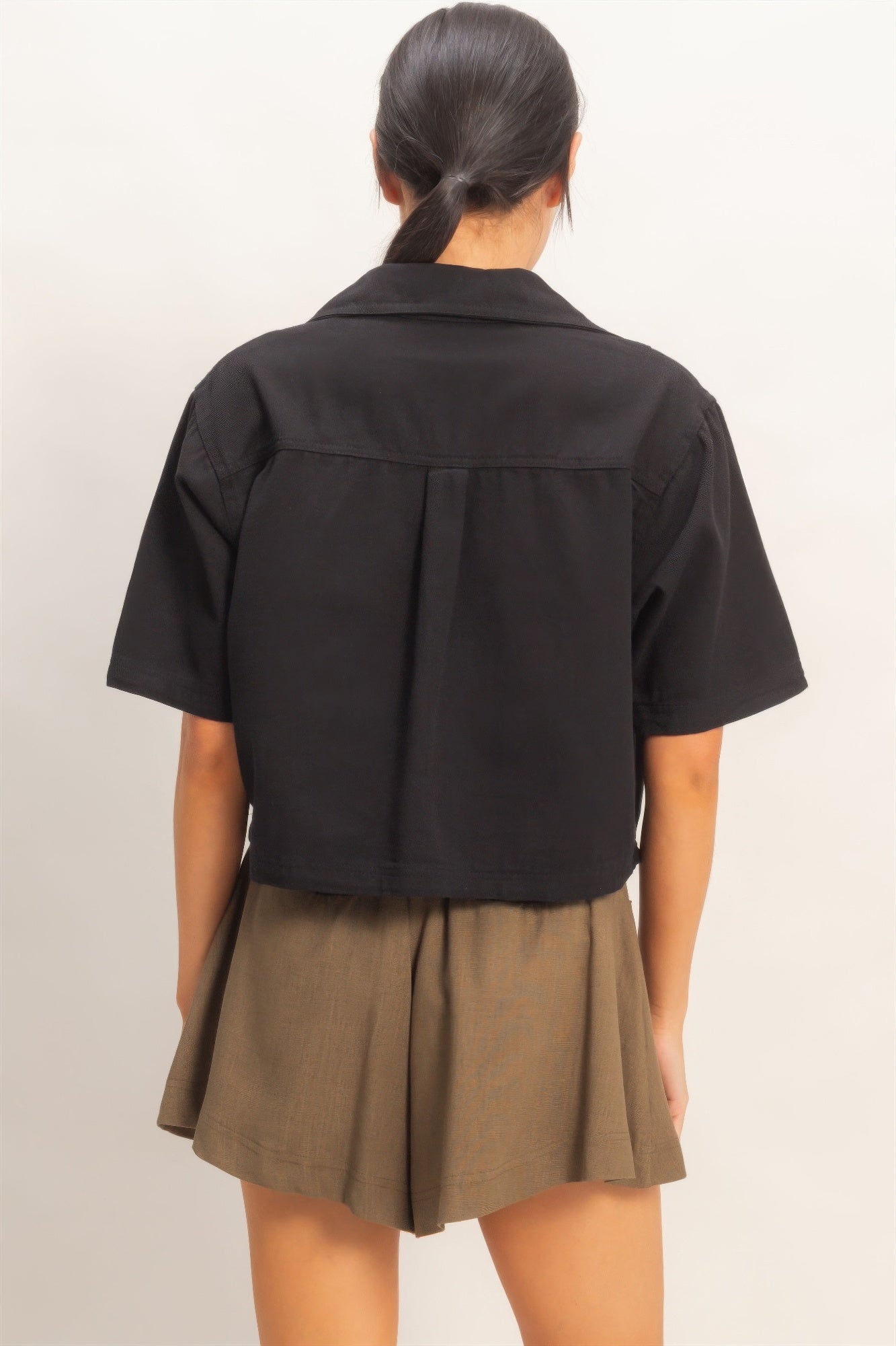 Collared Utility Pocket Blouse -