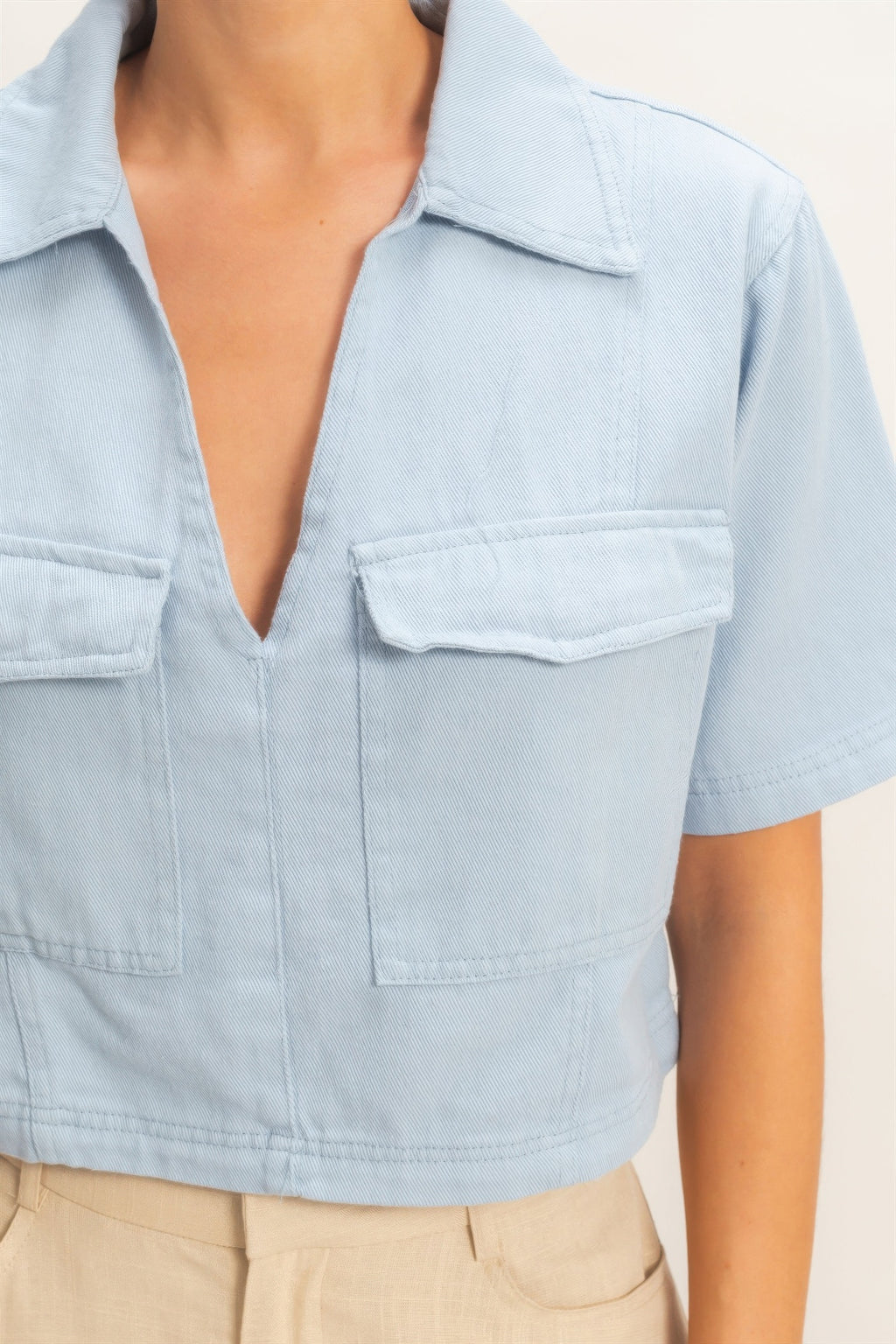 Collared Utility Pocket Blouse -