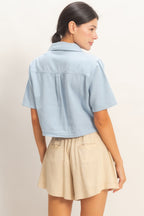 Collared Utility Pocket Blouse -