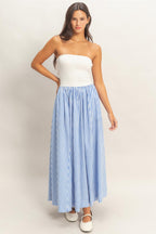 Striped Bandeau Flowy Midi Dress - Blue