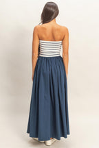 Striped Bandeau Flowy Midi Dress -
