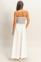 Striped Bandeau Flowy Midi Dress -