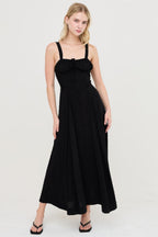 Boned Tie Back Maxi Dress - Black