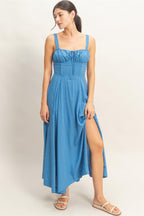 Boned Tie Back Maxi Dress -