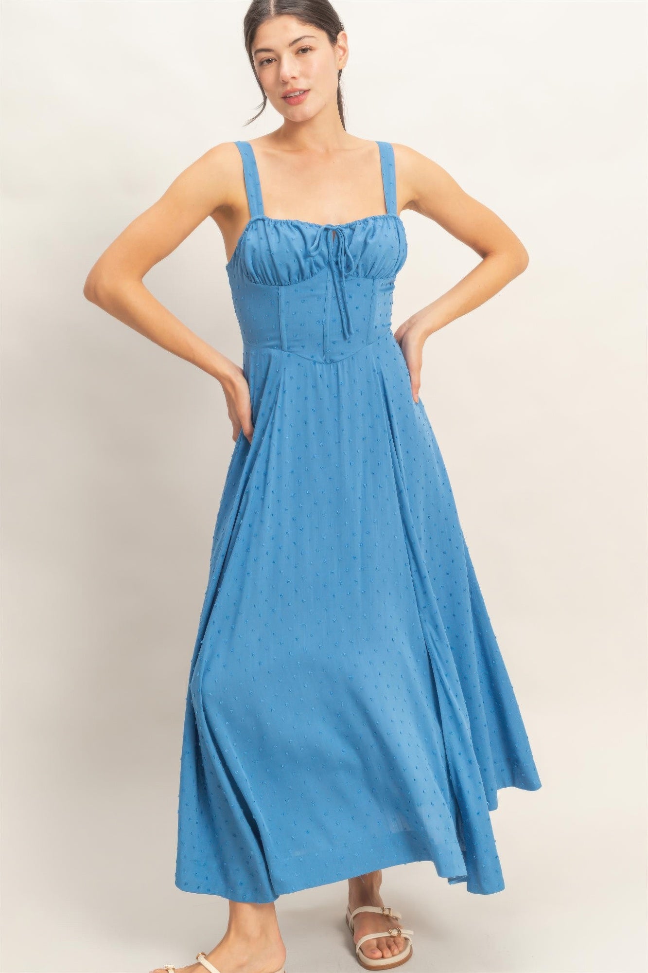 Boned Tie Back Maxi Dress -
