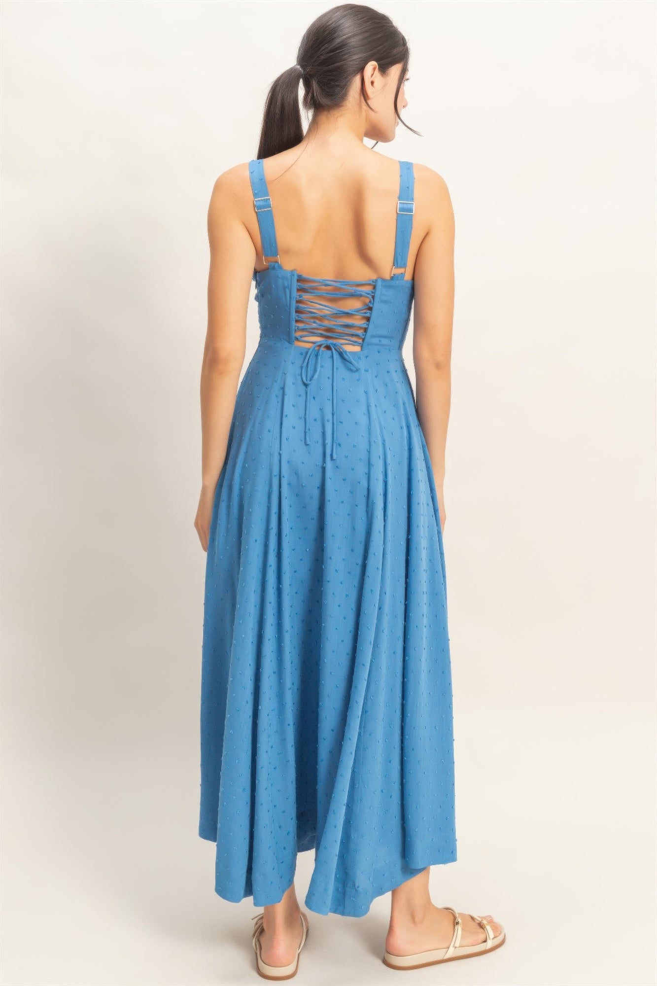 Boned Tie Back Maxi Dress -