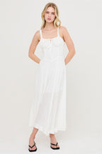 Boned Tie Back Maxi Dress - Off white