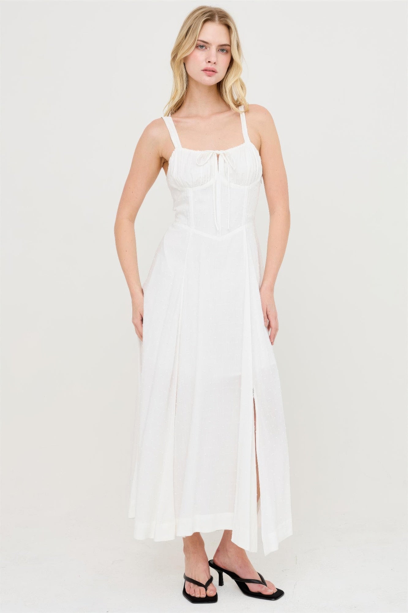 Boned Tie Back Maxi Dress -