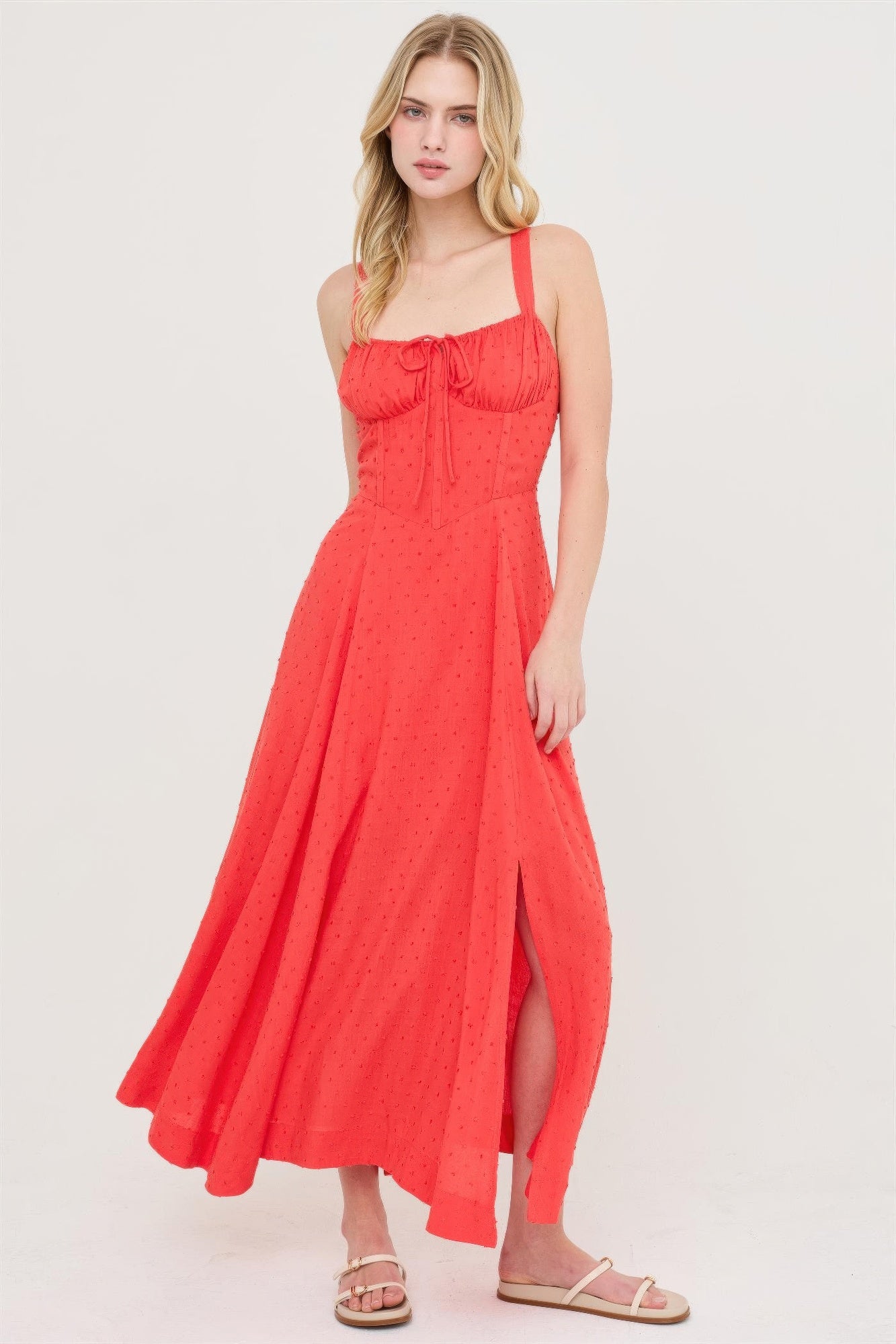 Boned Tie Back Maxi Dress -