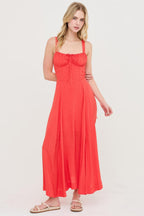 Boned Tie Back Maxi Dress -