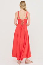 Boned Tie Back Maxi Dress -