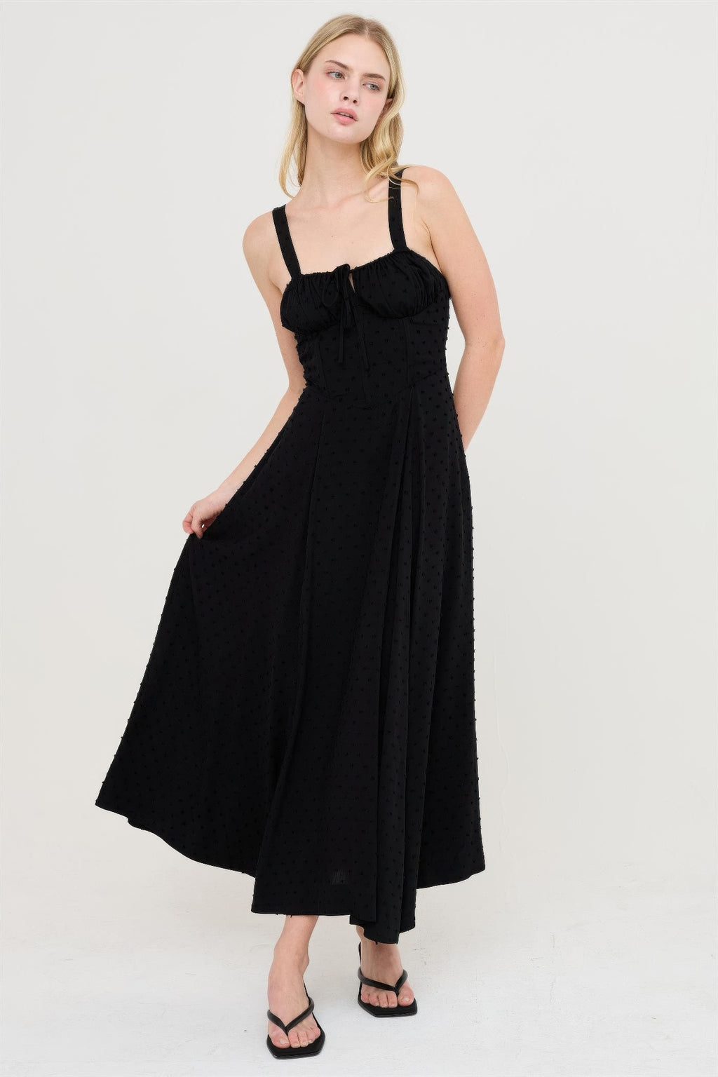 Boned Tie Back Maxi Dress -