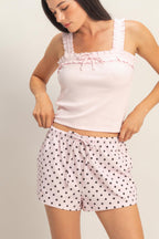 Polka Dot Drawstring Lounge Shorts -