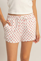 Polka Dot Drawstring Lounge Shorts -
