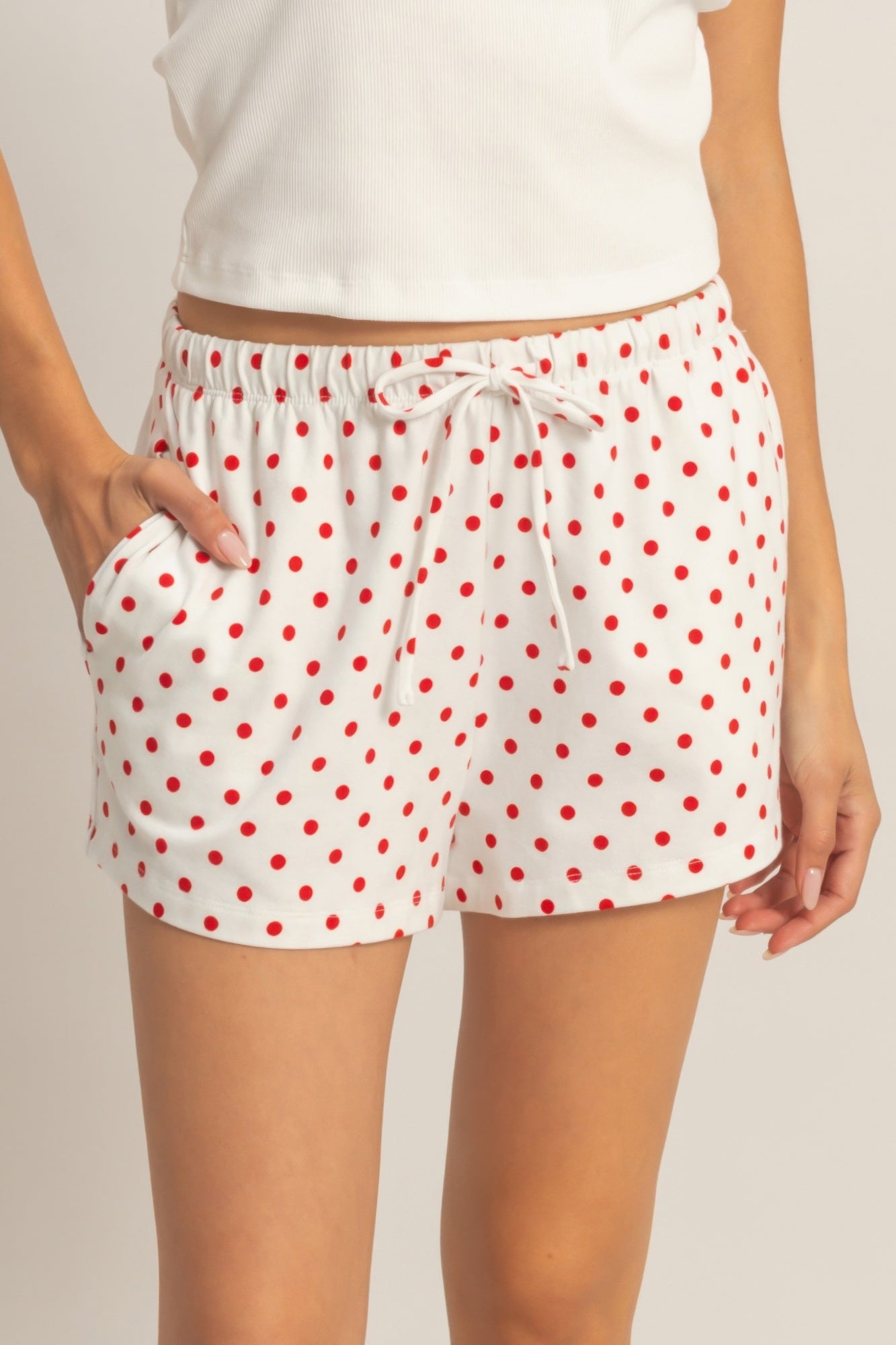 Polka Dot Drawstring Lounge Shorts -