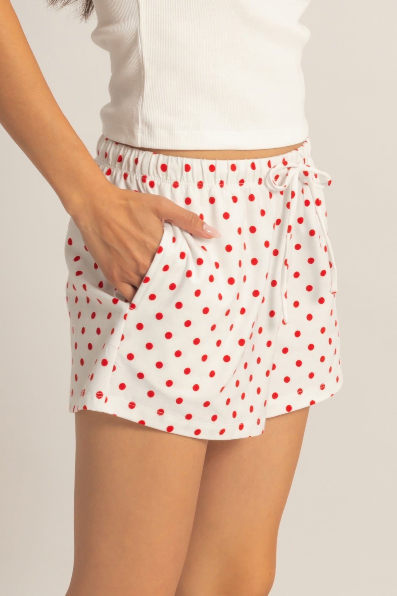 Polka Dot Drawstring Lounge Shorts -