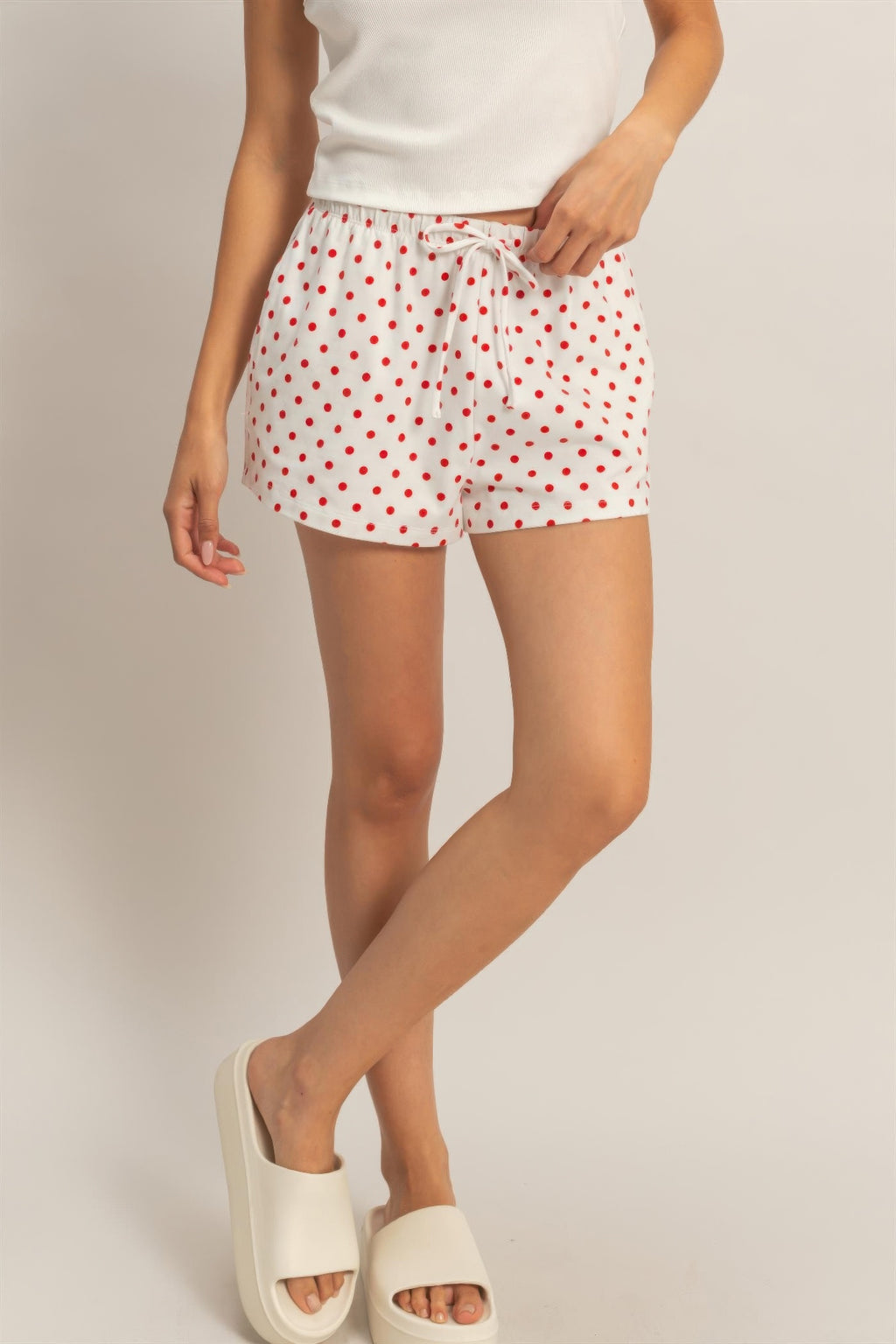 Polka Dot Drawstring Lounge Shorts -