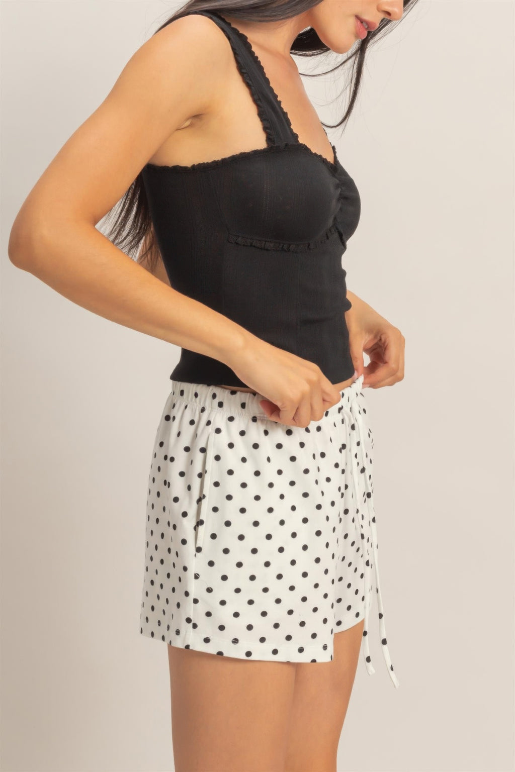 Polka Dot Drawstring Lounge Shorts -